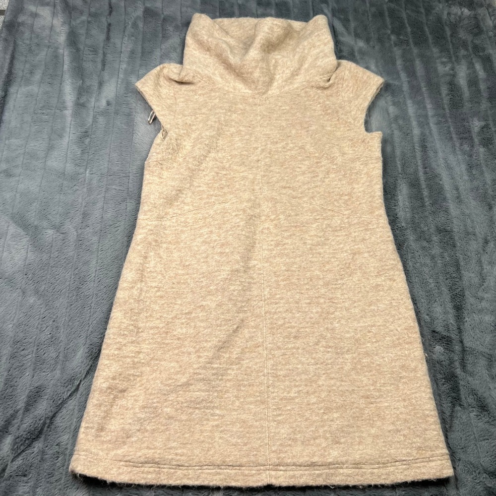 Cynthia Rowley Tan Mohair Wool Blend Cowl Neck Sleeveless Shift Dress XL